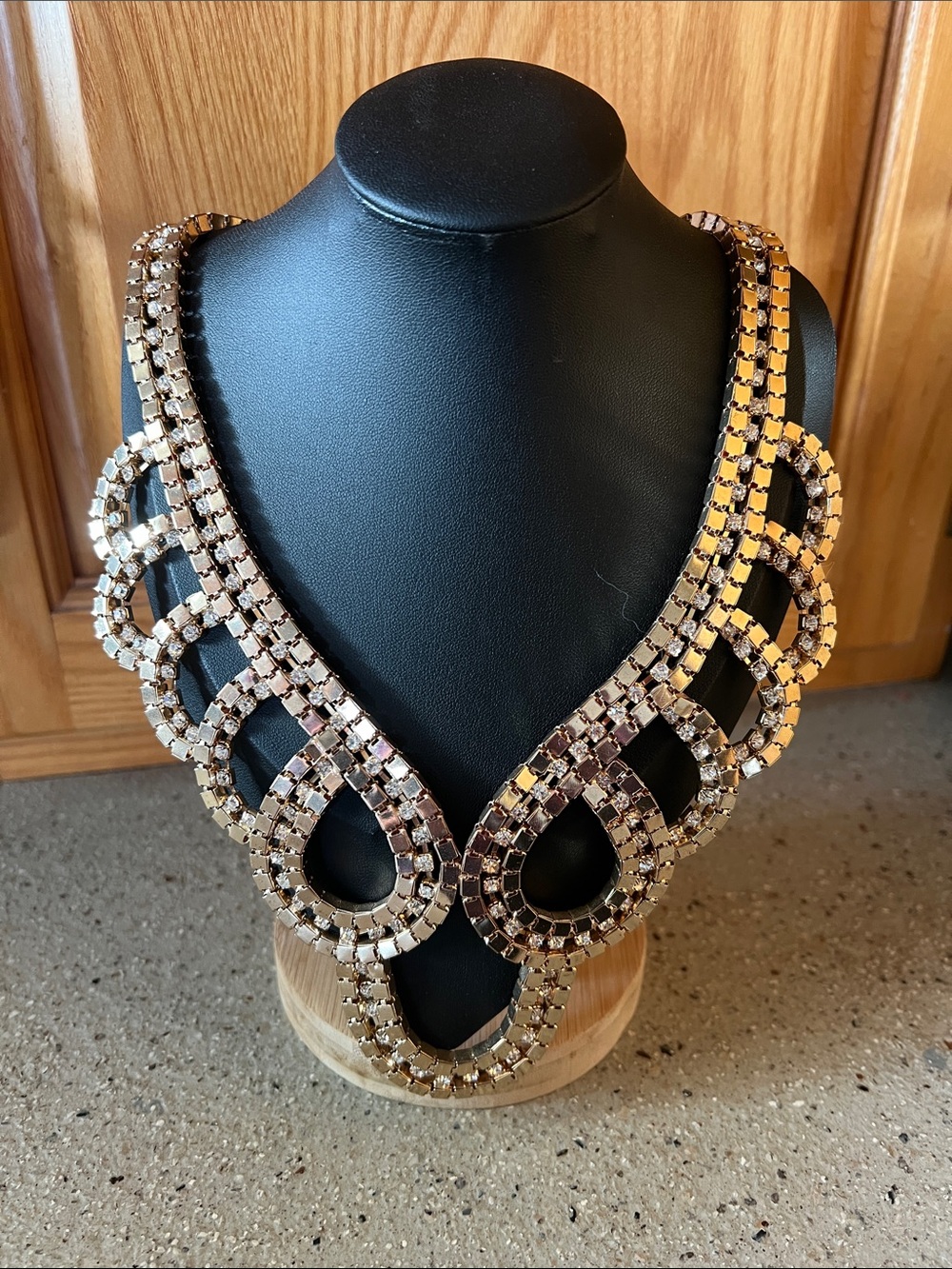Statement Gold-Tone Crystal Loop Bib Necklace - Women Jewelry